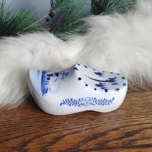 Delft Blue and White Ceramic Shoe Coin Bank